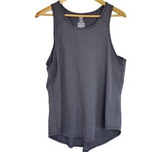 Athletic Running Top Reflection Back Keyhole Slit Bottom Gray Black Large 12-14